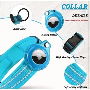 Dog Collar Medium with Airtag Holder for Tracking and Safety‎ Reflective Comfort